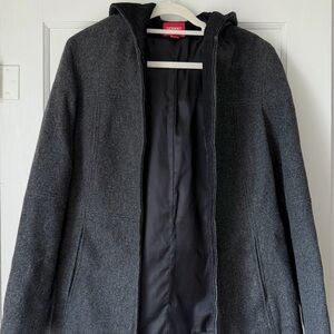Esprit Charcoal, Wool Blend Hooded Jacket